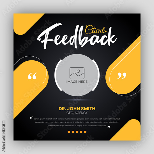 Customer feedback testimonial social media post web banner template