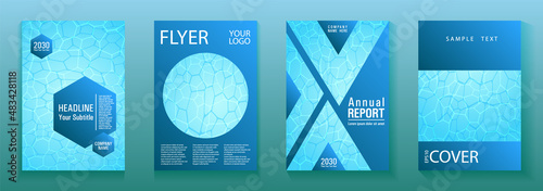 World Oceans Day brochure cover templates vector set.