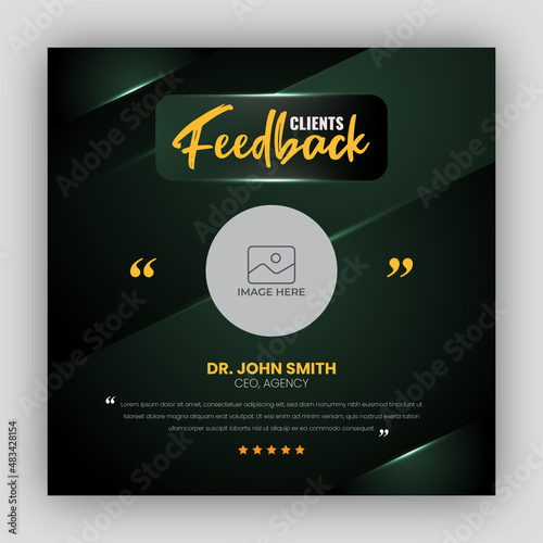 Customer feedback testimonial social media post web banner template
