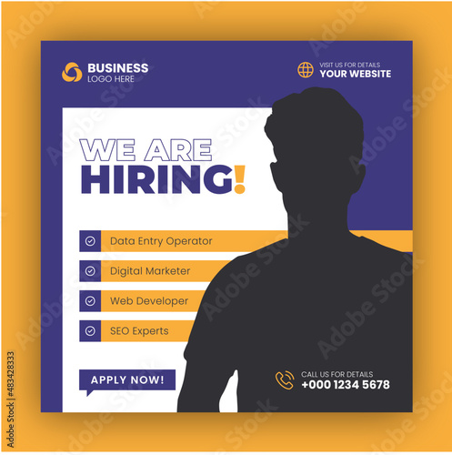We are hiring job vacancy web banner and social media post template