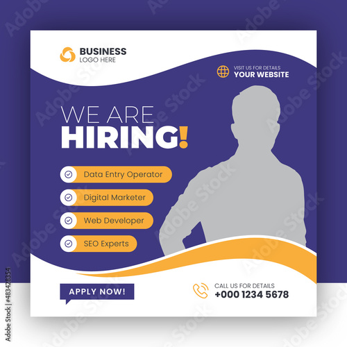 We are hiring job vacancy web banner and social media post template