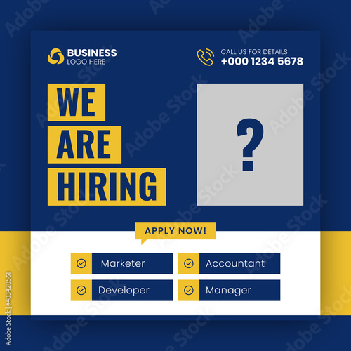 We are hiring job vacancy web banner and social media post template