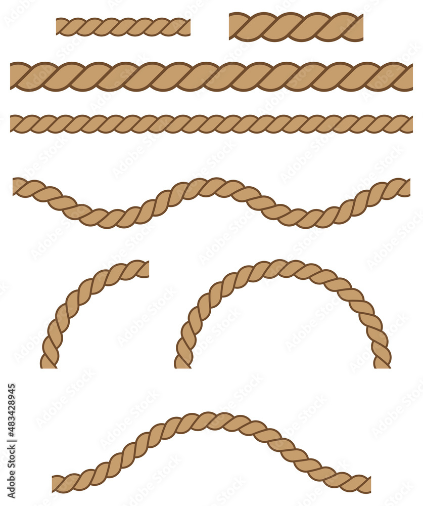 Decorative Rope Design Element Clipart Set - Color