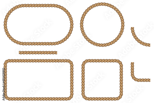 Rope Border Clipart Set - Circle, Square, Rectangle and Oval