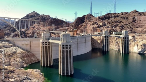 The massive Hoover Dam and Lake Mead on the border of Nevada and Arizona.