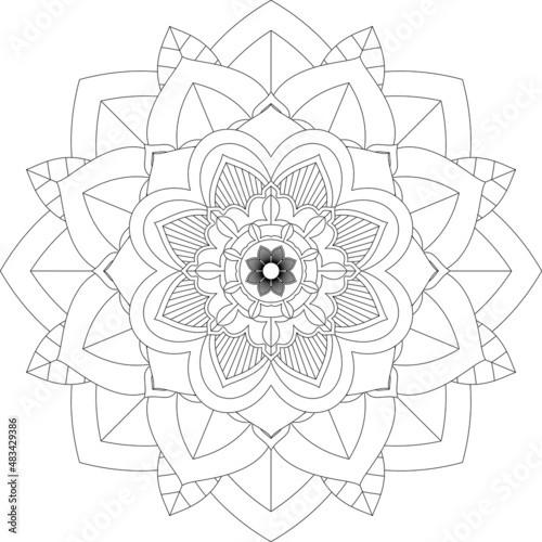 Circular pattern in form of mandala for Henna, Mehndi, tattoo, decoration. Decorative ornament in ethnic oriental style. Coloring book page.