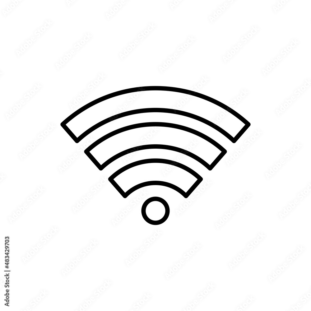 Wifi or wi-fi signal, wireless connection black line icon. Wlan access. Trendy flat isolated symbol, sign for: illustration, outline, logo, mobile, app, design, web, dev, ui, ux, gui. Vector EPS 10 Wifi or wi-fi signal, wireless connection black line icon. Wlan access. Trendy flat isolated symbol, sign for: illustration, outline, logo, mobile, app, design, web, dev, ui, ux, gui. Vector EPS 10