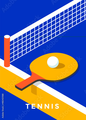 Ping-pong poster design. Table tennis cover. Vector flat illustration