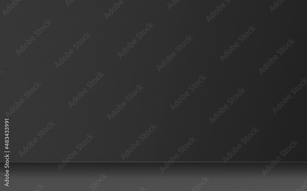 black background with wall 3d rendering empty no people for advertising and display design
