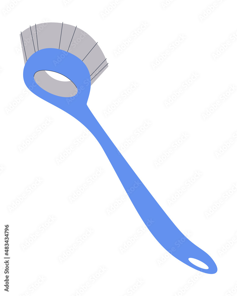 Round brush with handle for cleaning toilets and bathrooms. Cleaning tool. Flat vector illustration. Round brush with handle for cleaning toilets and bathrooms. Cleaning tool. Flat vector illustration.