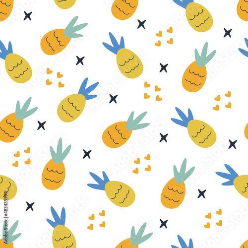 Seamless pattern with pineapple. Background for wallpapers, textiles, papers, fabrics, web pages.