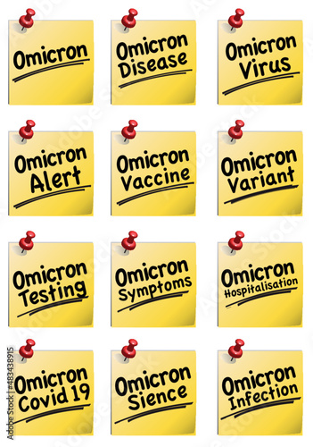 Set of omicron corona postits