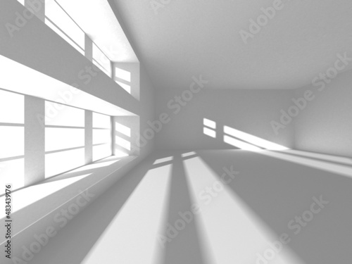 Illuminated corridor interior design. Empty Room Interior Background