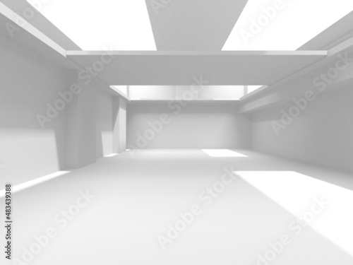 Illuminated corridor interior design. Empty Room Interior Background