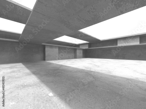 Dark Concrete Wall Architecture. Empty Room