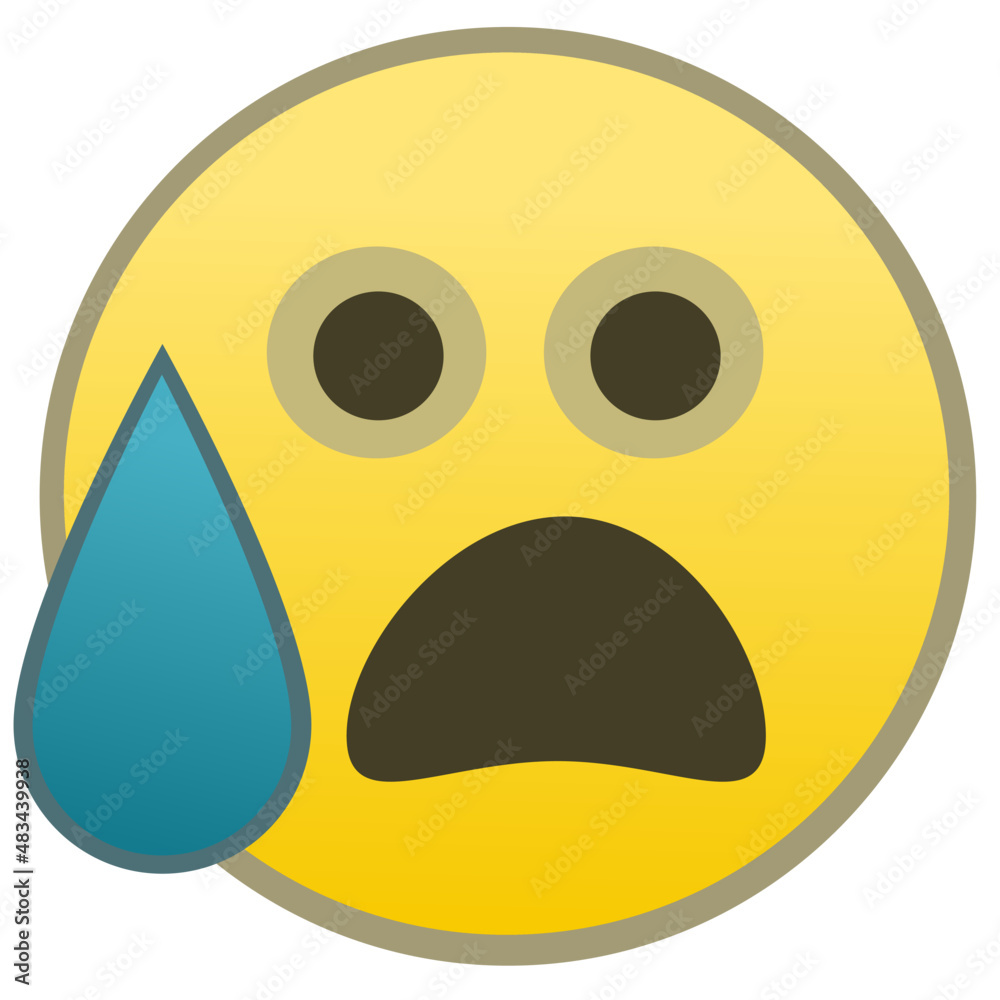 Fototapeta premium Simple flat draw shocking face emoji vector.