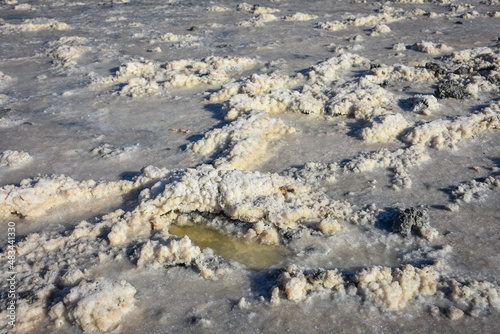 therapeutic mud in dried salt lake  salt lake  bottom of salt lake