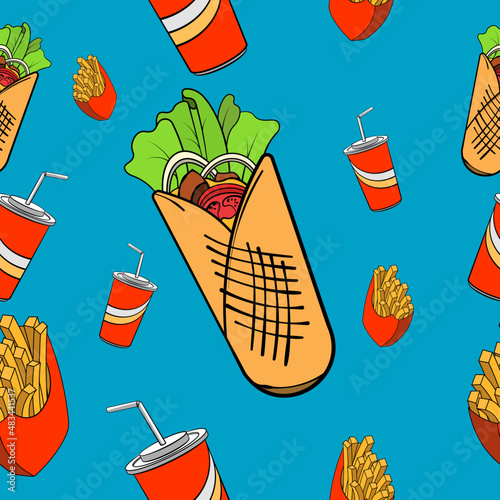 Fast food seamless vector pattern