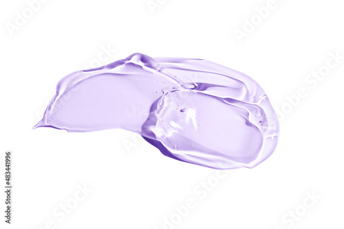 Liquid gel smear isolated on white background. Beauty cosmetic smudge such as pure transparent aloe lotion, facial jelly serum, cleanser, shower gel or shampoo top view