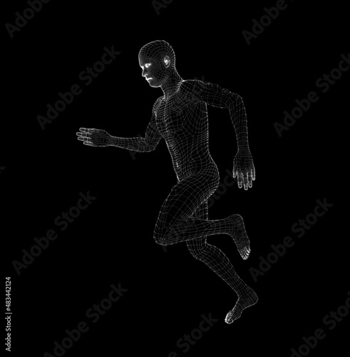 Hologram Human running. Medical and Technology Concept © cherezoff