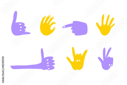 Set of hand gestures in cartoon style for comics design