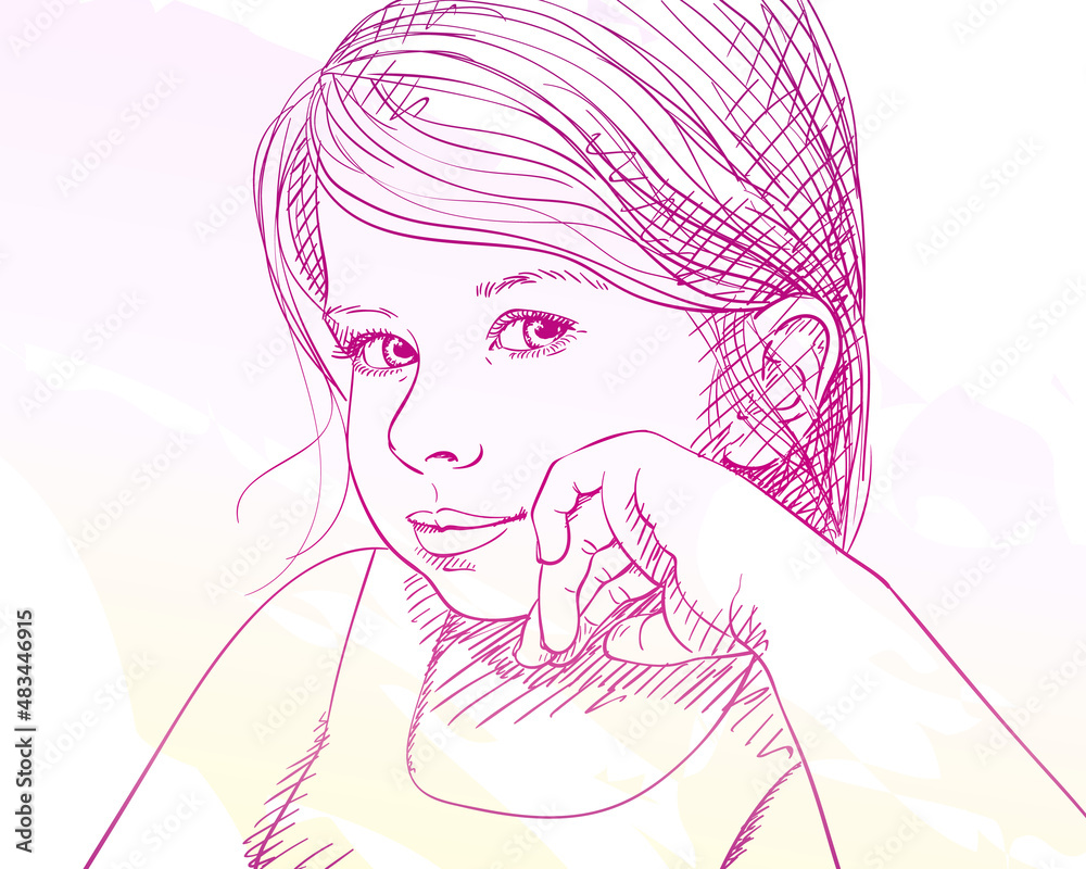lovely little girl portrait vector sketch lovely little girl portrait vector sketch