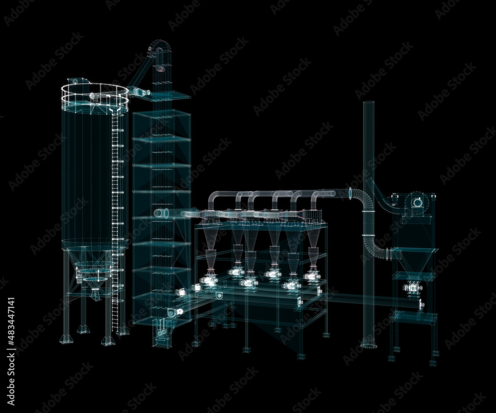 Particle hologram industrial equipment, valves, pipes and sensors
