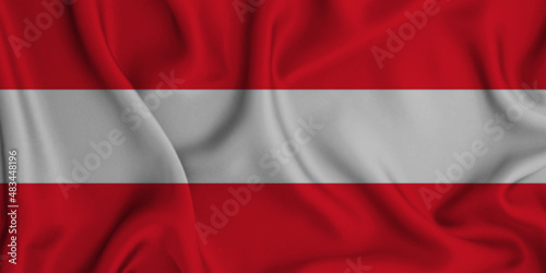 3D illustration of the flag of Austria waving in the wind.