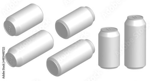 realistic mockup of aluminum can for soft drinks. Template for advertising on the product. 3d vector isolated on white background