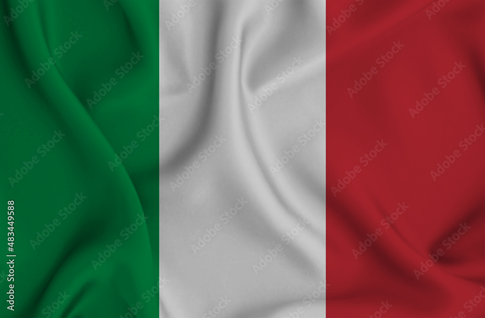Fototapeta premium 3D illustration of the flag of Italy waving in the wind.