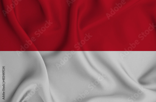 3D illustration of the flag of Indonesia waving in the wind.