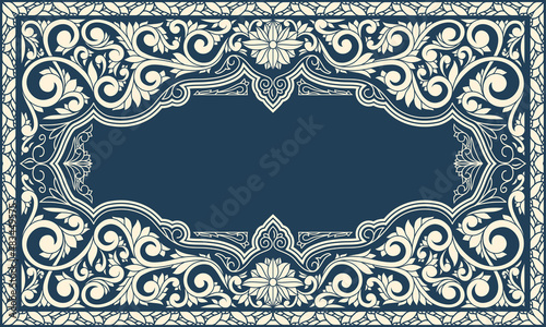 Decorative ornate monochrome retro design card