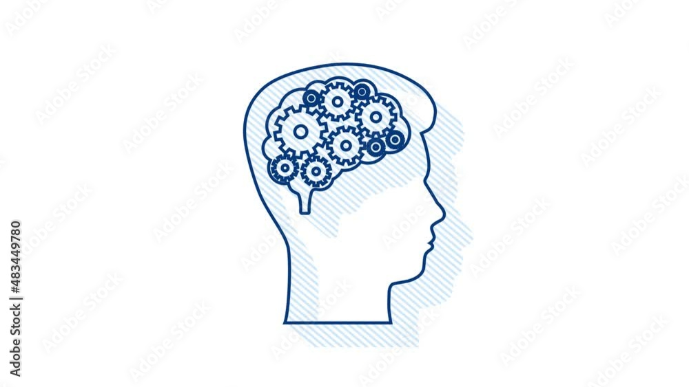 Shadow icon with silhouette man head gears. Mental health concept. Business concept. Motion Graphic Shadow icon with silhouette man head gears. Mental health concept. Business concept. Motion Graphic