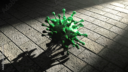 Virus auf Straßenpflaster bei Nacht photo