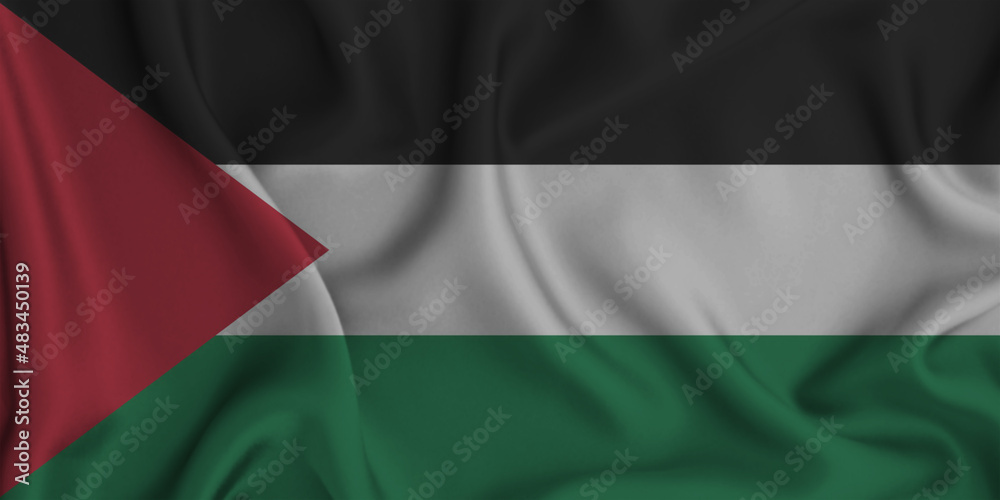 Fototapeta premium 3D illustration of the flag of Palestinian waving in the wind.