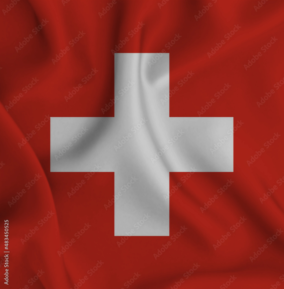 3D illustration of the flag of Switzerland waving in the wind. 3D illustration of the flag of Switzerland waving in the wind.