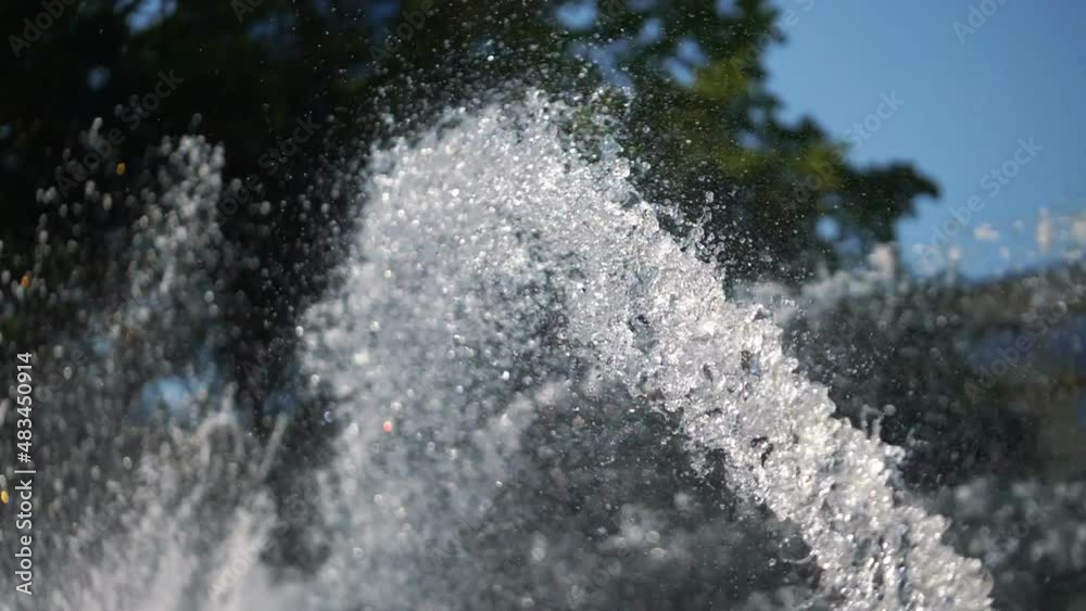 Water drops jump in the fountain in slow motion 180fps