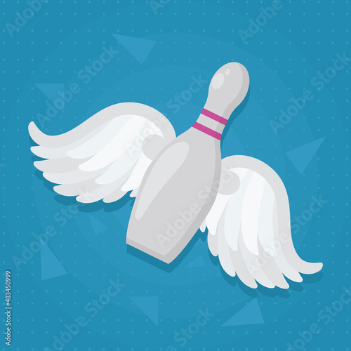 bowling pin with wings illustration
