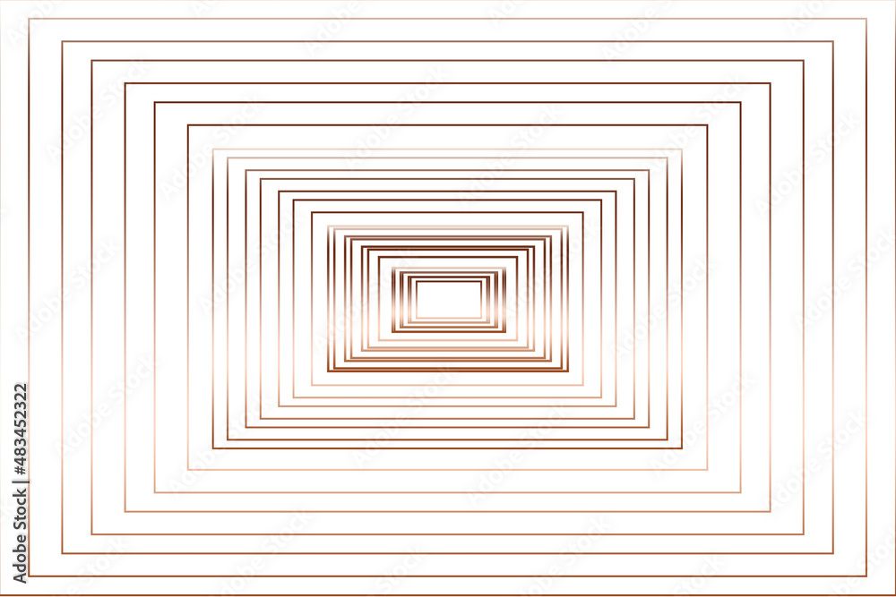Obraz premium Abstrakcyjne, kwadraty, zmniejszające się, tworzące perspektywę. Złote, tło, geometryczne.