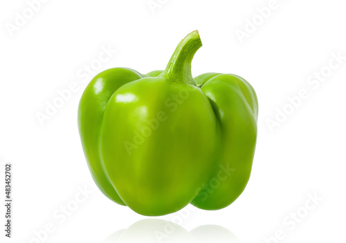 green sweet peppers isolated on white background