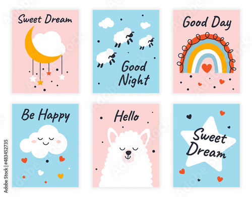 Set of cute baby shower cards