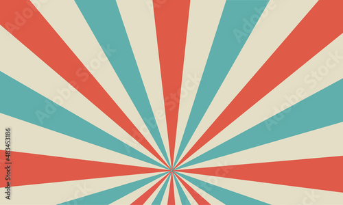 Blue and red rays on a light background. Circus background. Vector illustration