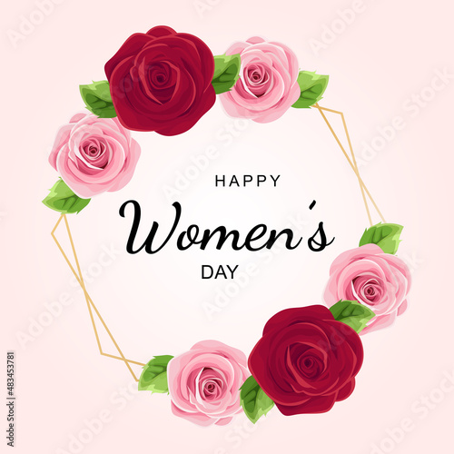 International Women's Day postcard. Happy Women's Day. Vector illustration.