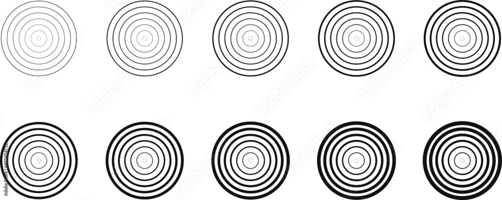 Fototapeta premium Set of black grunge circles shapes. Mega set of lines in Circle Form. Big collection of round Logos