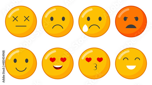 Set of Yellow Emoticon and Emoji Smiles