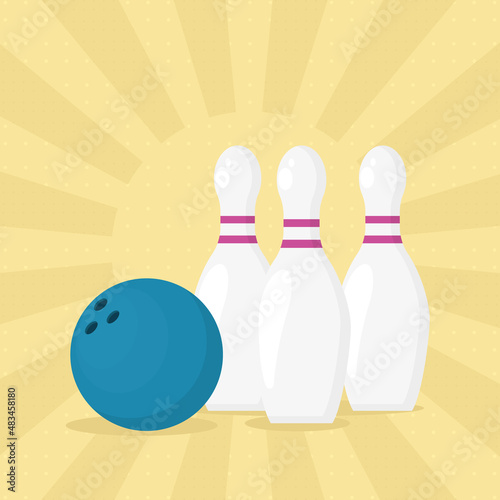 bowling pins and ball