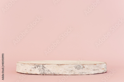 Background of wooden podium for displaying products. Pastel colors