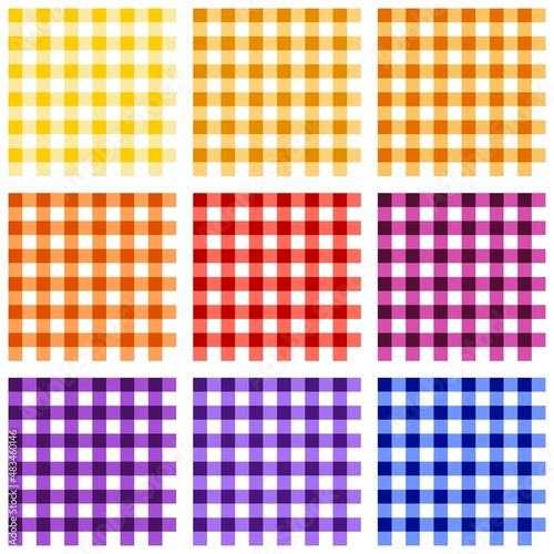 Colorful seamless plaid tablecloth gingham pattern collection on the white background. Vector illustration.	