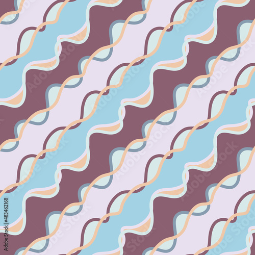 Seamless wavy background. Diagonal waves of different colors.