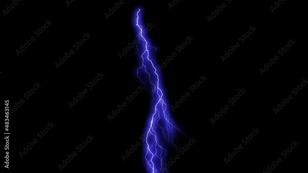 Lightning Strikes On black Screen Background 4K - Stunning Lightning In Storm and Clouds - 3D Seamless Loop 4K Animation. The sky storms with lightning and thunder.
